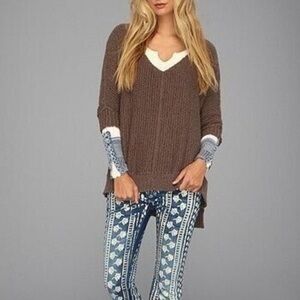 Free People Cozy Cat Knit Sweater in shiitake - S